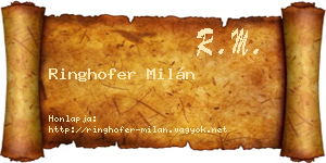 Ringhofer Milán névjegykártya
